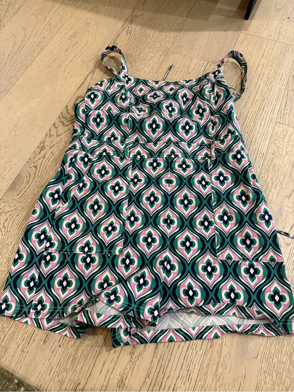 Maeve Anthropologie Geo Print Strappy Romper - Green & Pink * no belt Size 14